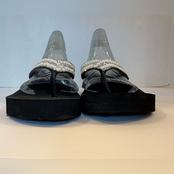 Yellow Box Valence leather beaded flip flops sandals size 7.5 - Picture 6 of 11